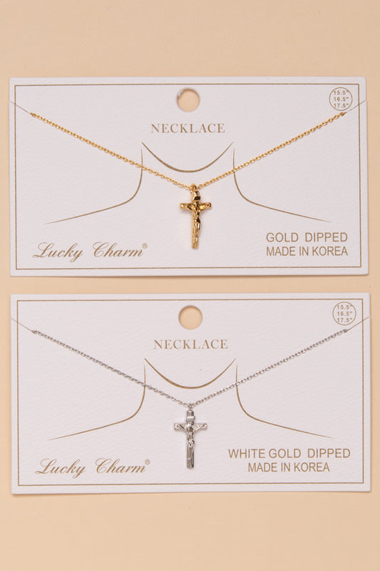 Dakota Gold Dipped Polished Crucifix Pendant Necklace
