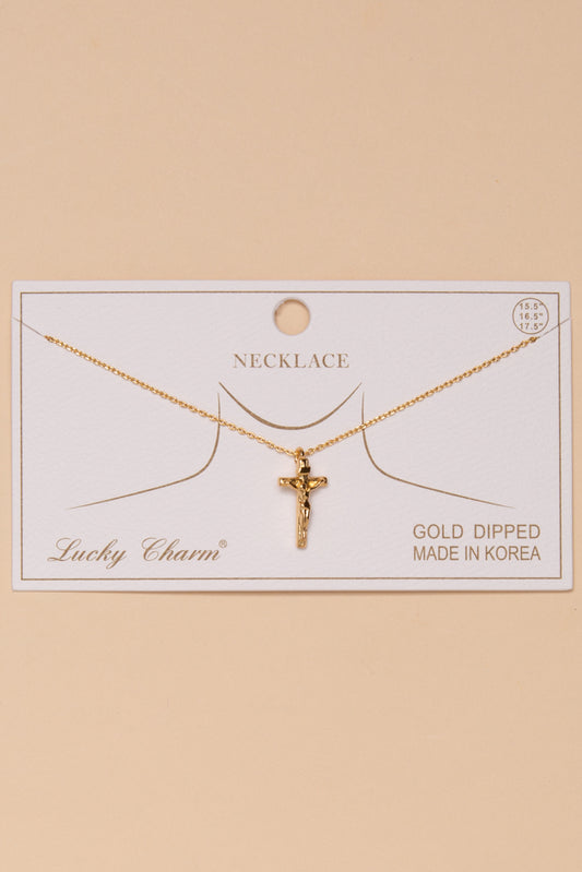 Dakota Gold Dipped Polished Crucifix Pendant Necklace | Gold