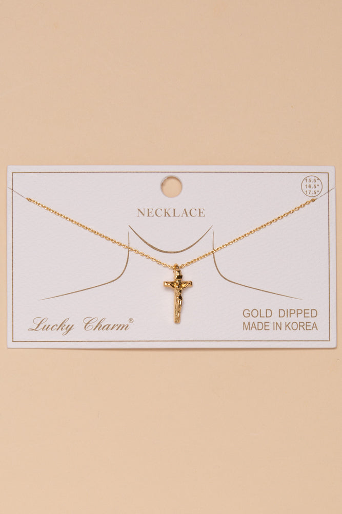 Dakota Gold Dipped Polished Crucifix Pendant Necklace | Gold
