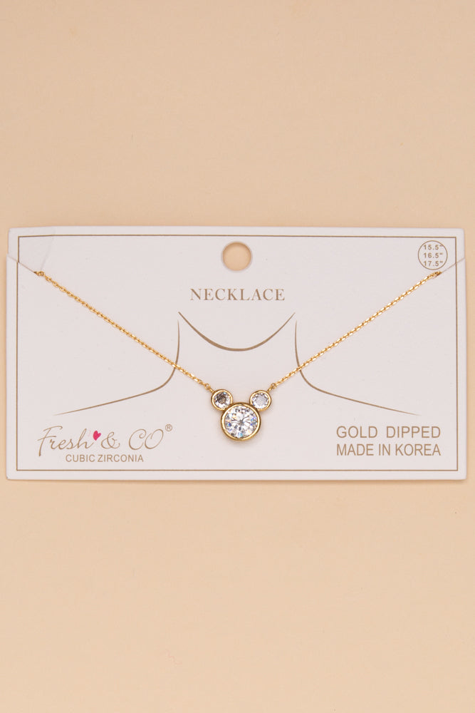 Madisson Gold Dipped Cubic Zirconia Pendant Necklace | Gold