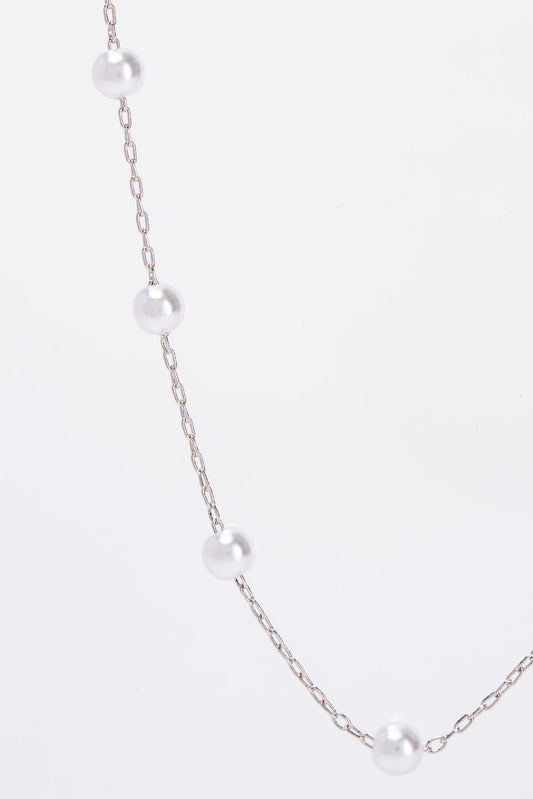 Jenna Station Pearl Gold Dipped Bridesmaids Necklace - Silver