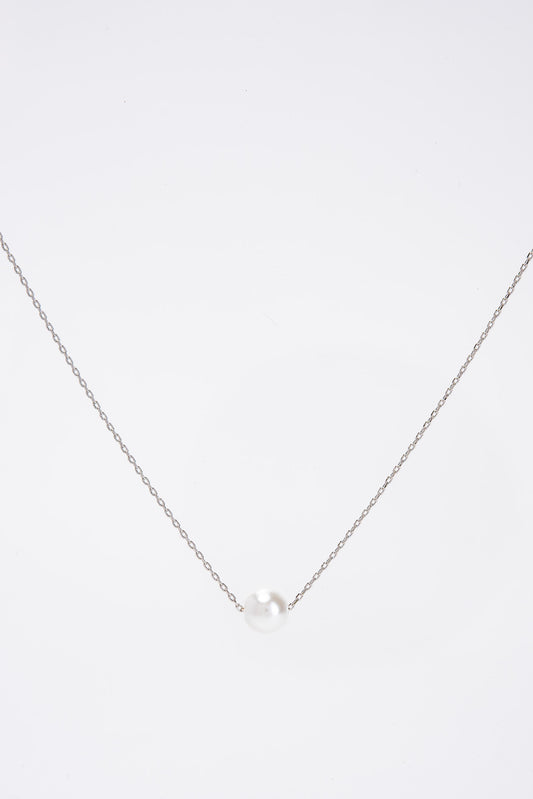 Annie Floating Pearl Pendant Necklace | SIlver