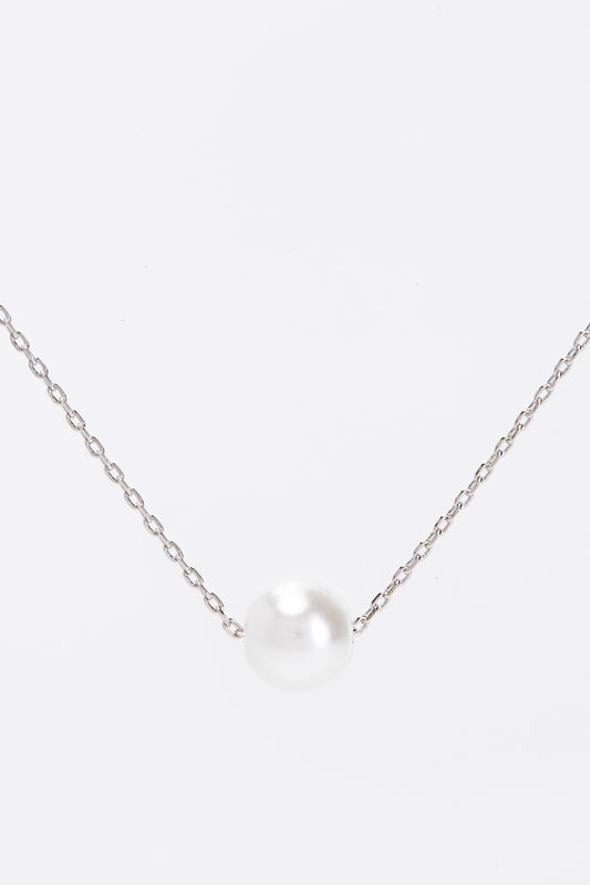 Annie Floating Pearl Pendant Necklace | SIlver