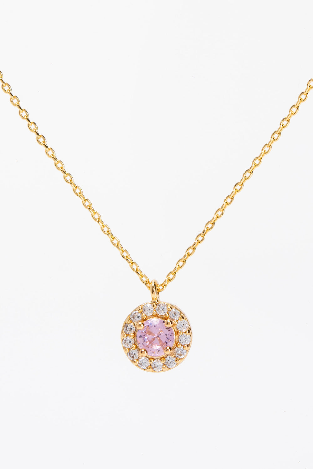 Jenna CZ Solitaire Bezzle Necklace | Pink