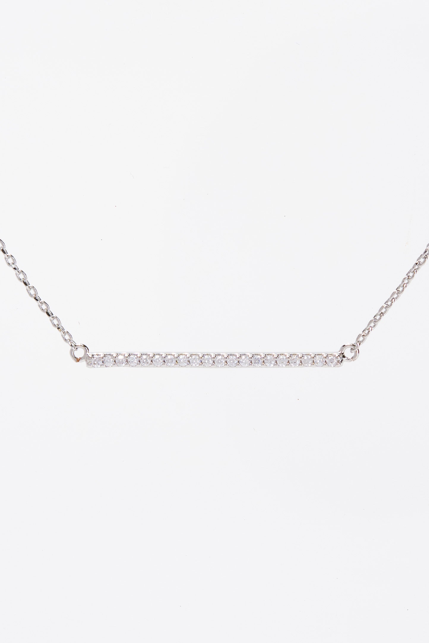 Lilly Dipped CZ Bar Necklace | Silver