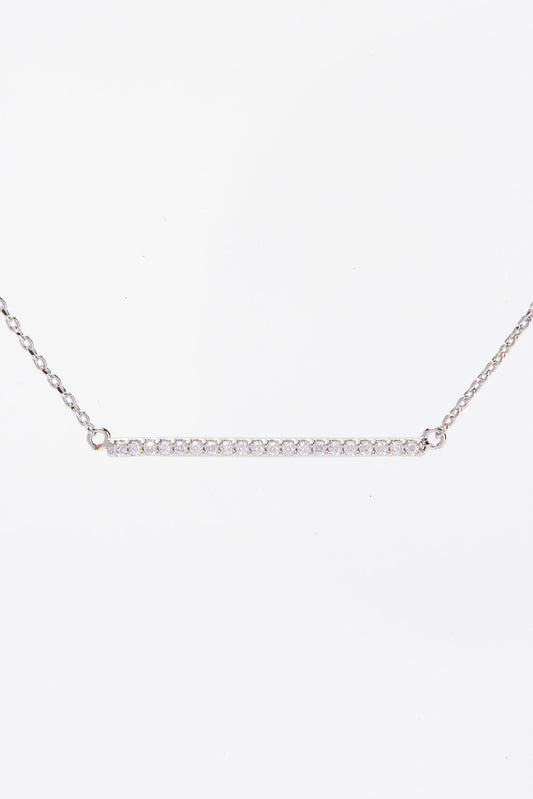 Lilly Dipped CZ Bar Necklace | Silver