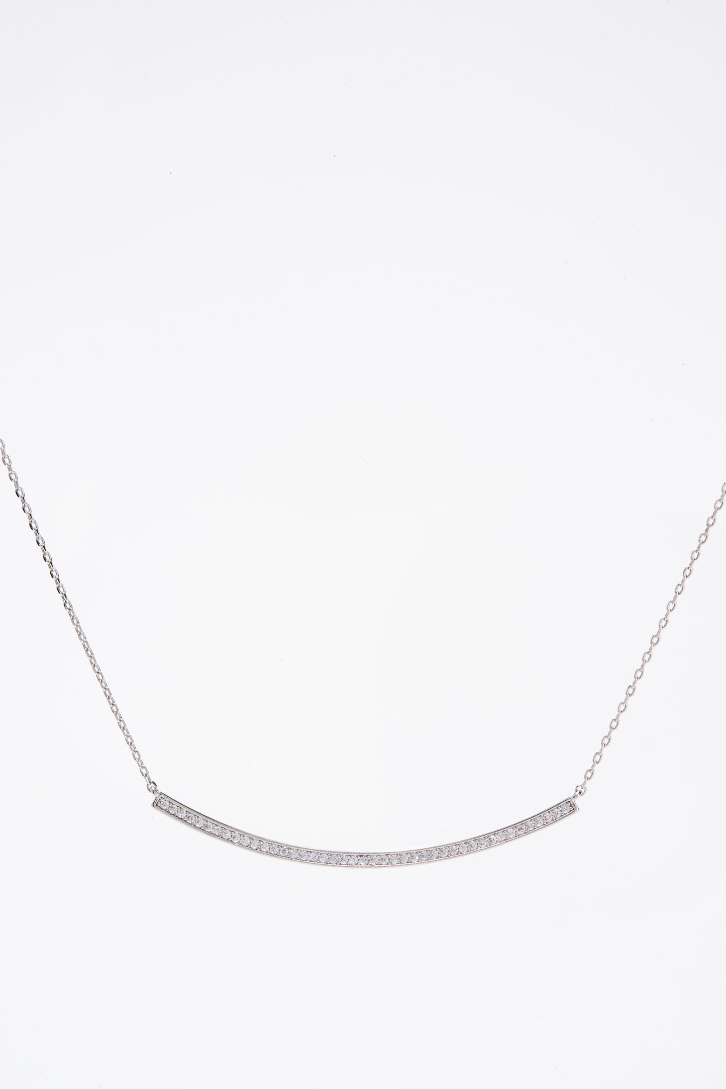 Ivy 15 in Gold Plated CZ bar Pendant Necklace - Silver