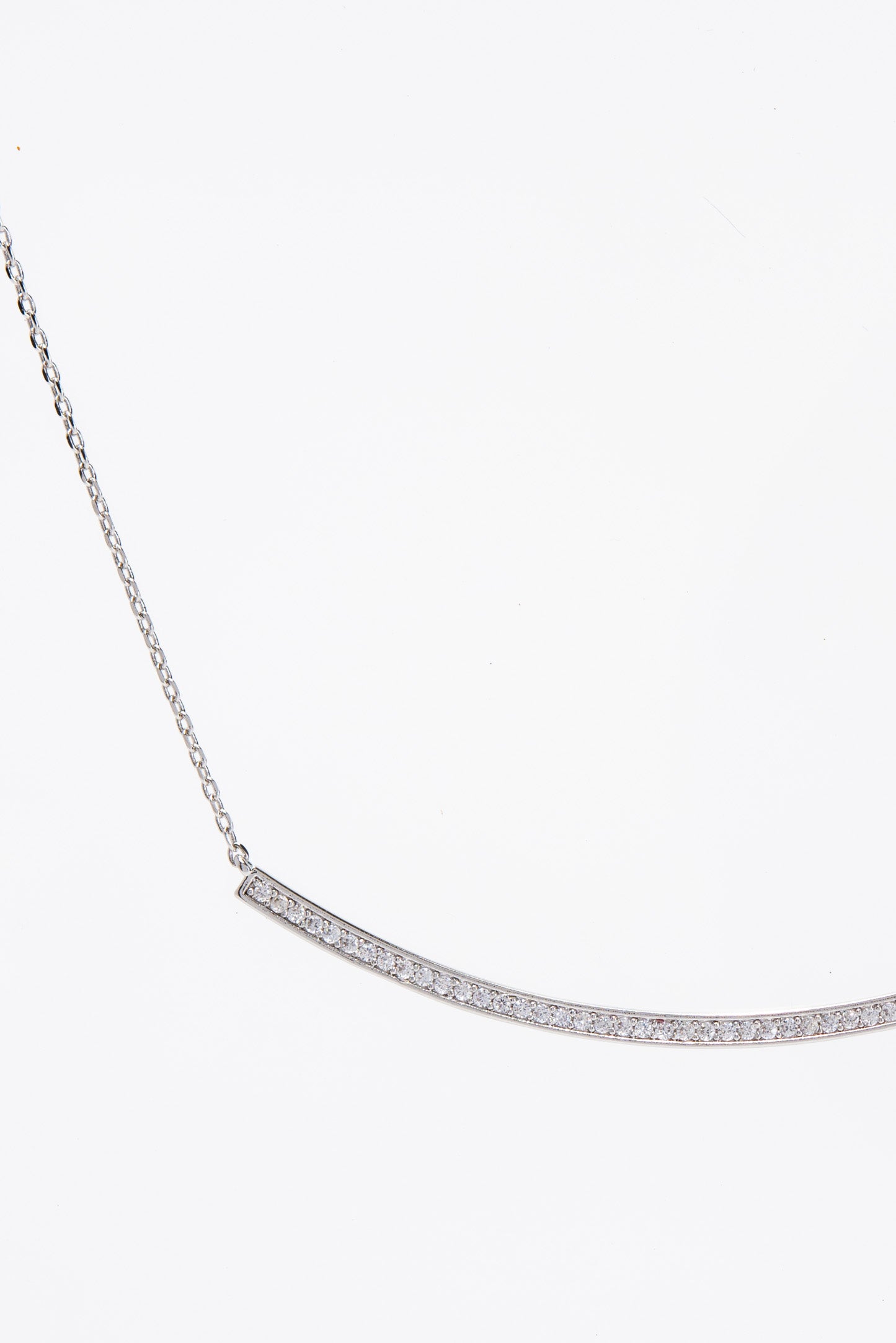 Ivy 15 in Gold Plated CZ bar Pendant Necklace - Silver