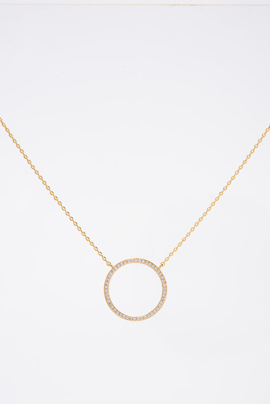 Quinn 15 in Gold Plated CZ Open Circle Necklace - Gold