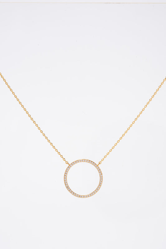 Quinn CZ Open Circle Necklace | Gold