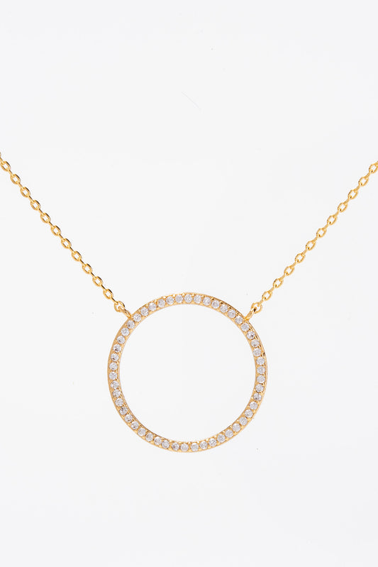 Quinn 15 in Gold Plated CZ Open Circle Necklace - Gold