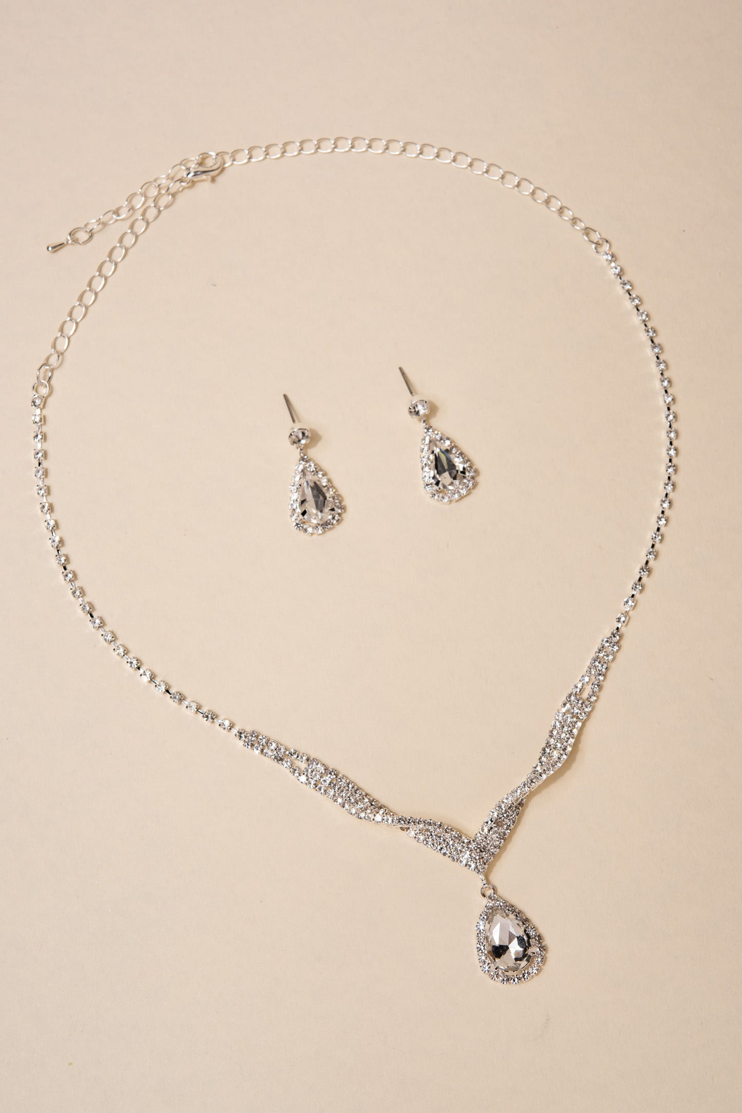 Emily Twisted Teardrop Pendant Necklace & Earrings Set