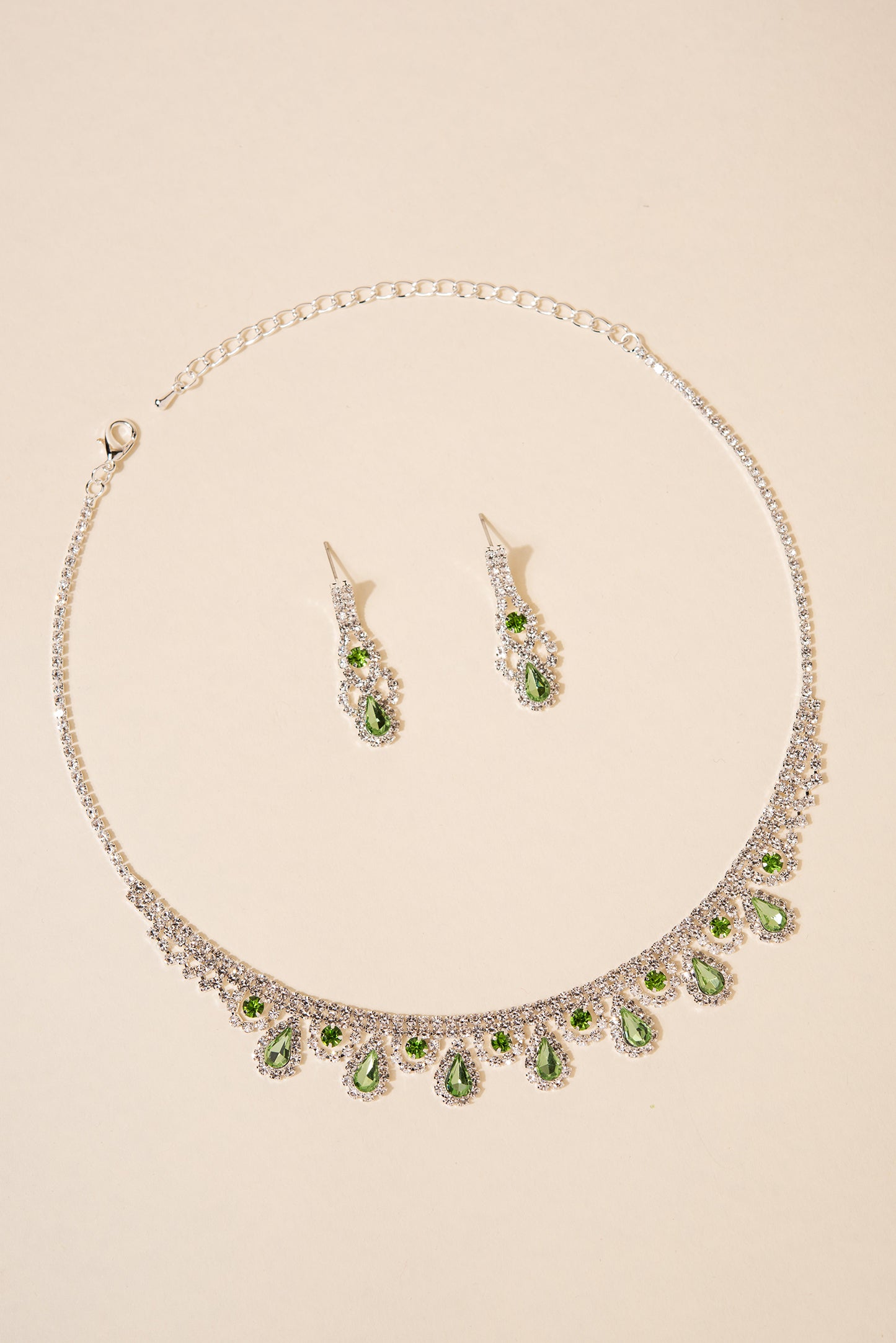 Jaida Scalloped Teardrop Rhinestone Necklace Set