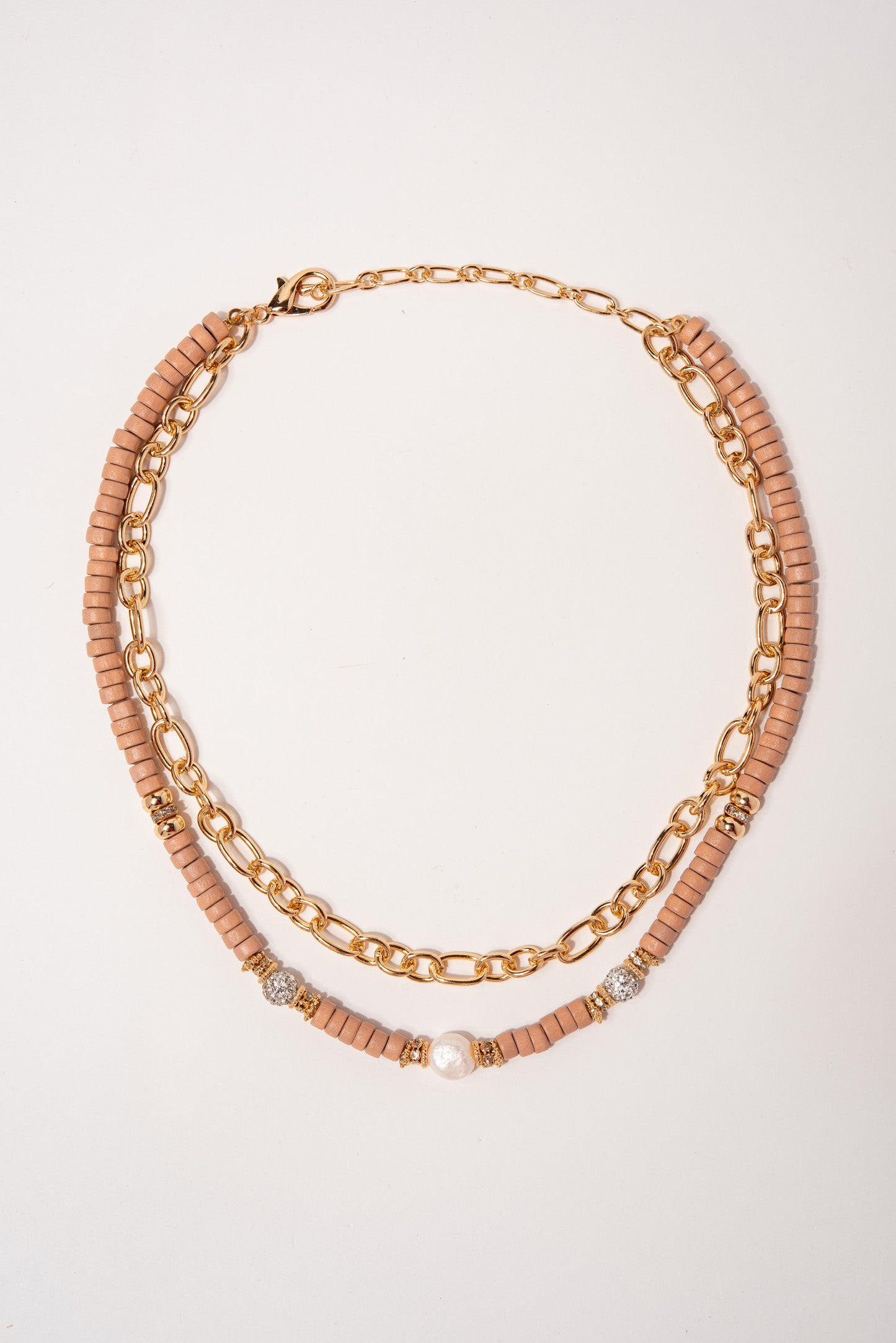 Lina Multi Strand Disc Beaded Chain Necklace