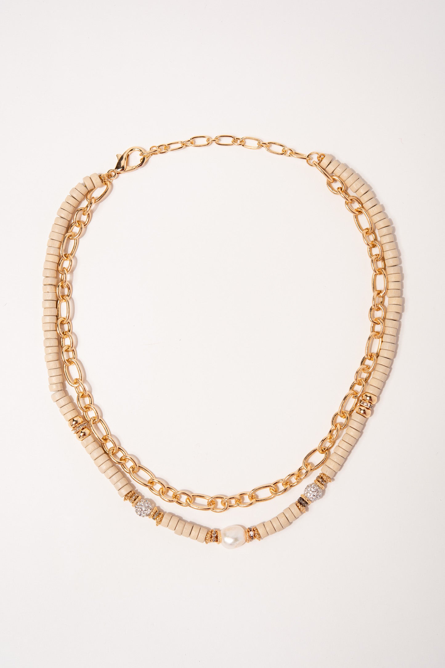Lina Multi Strand Disc Beaded Chain Necklace