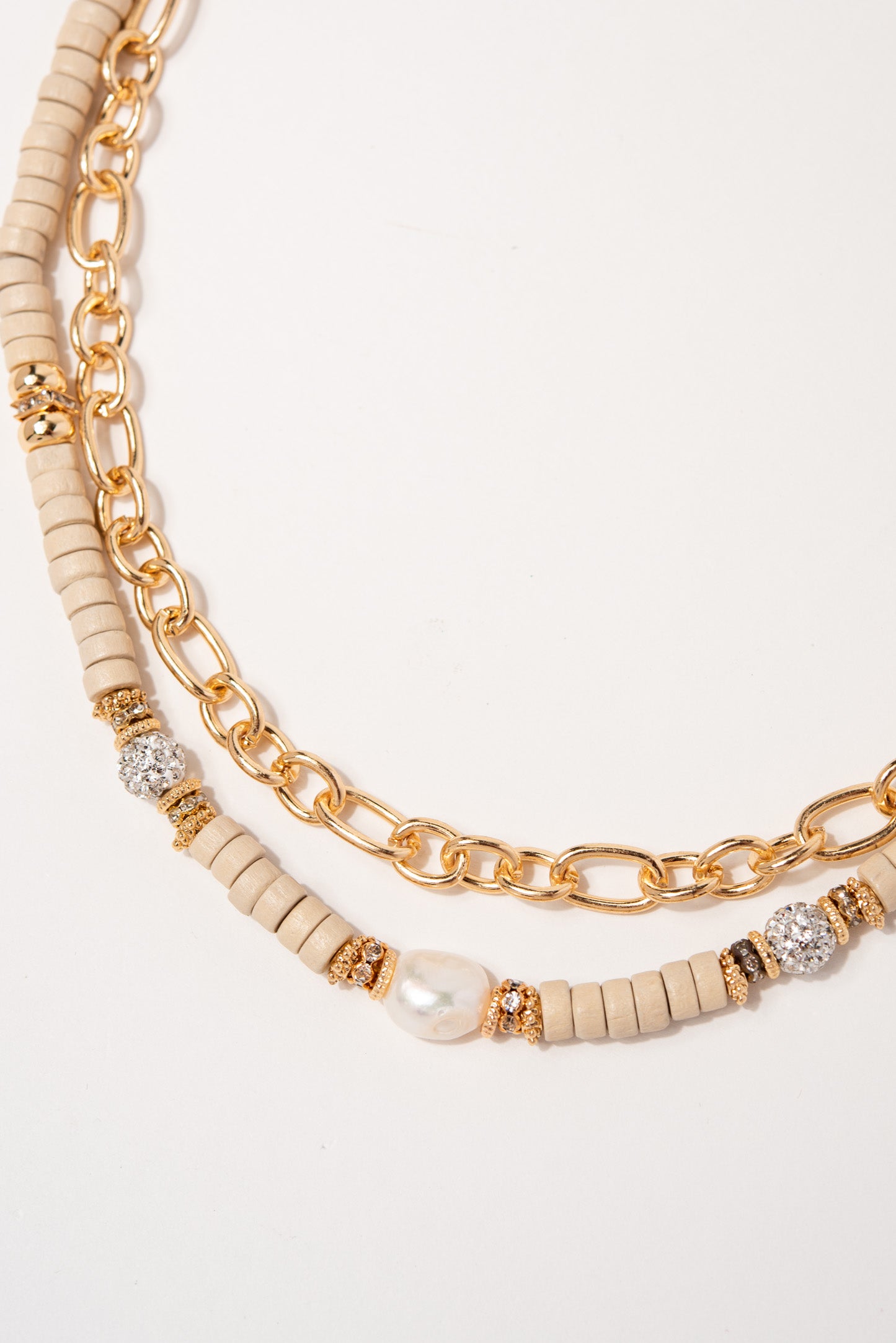 Lina Multi Strand Disc Beaded Chain Necklace