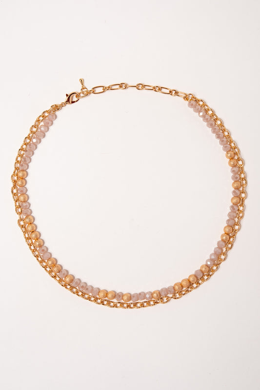 Mia Double Strand Beaded Necklace | Rose