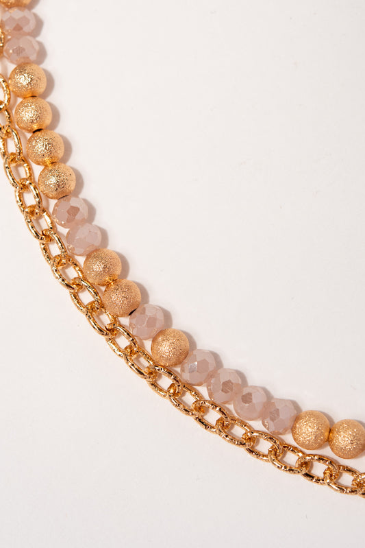 Mia Double Strand Beaded Necklace | Rose