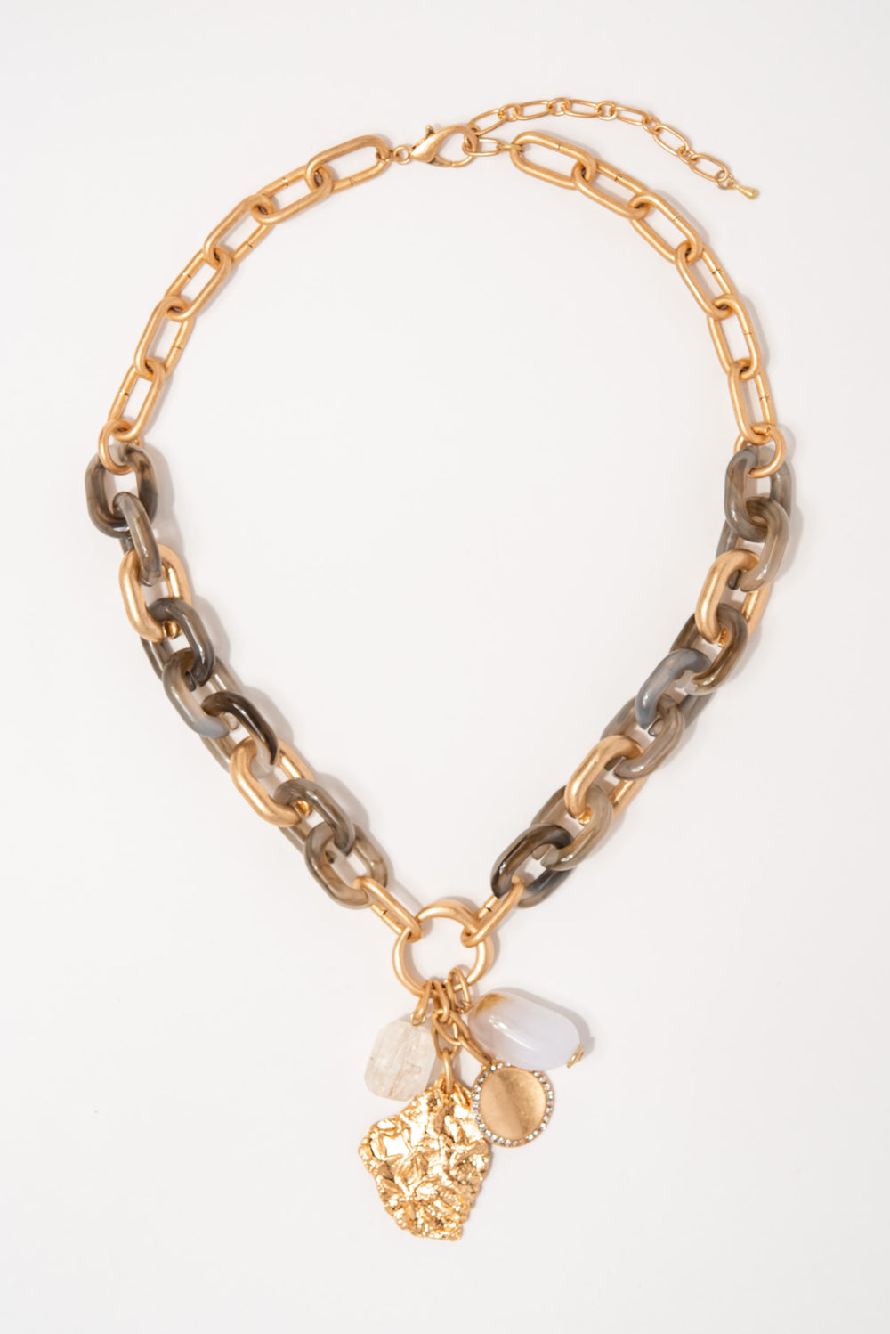 Lily Bohemian Multi Charm Paperclip Chain Necklace