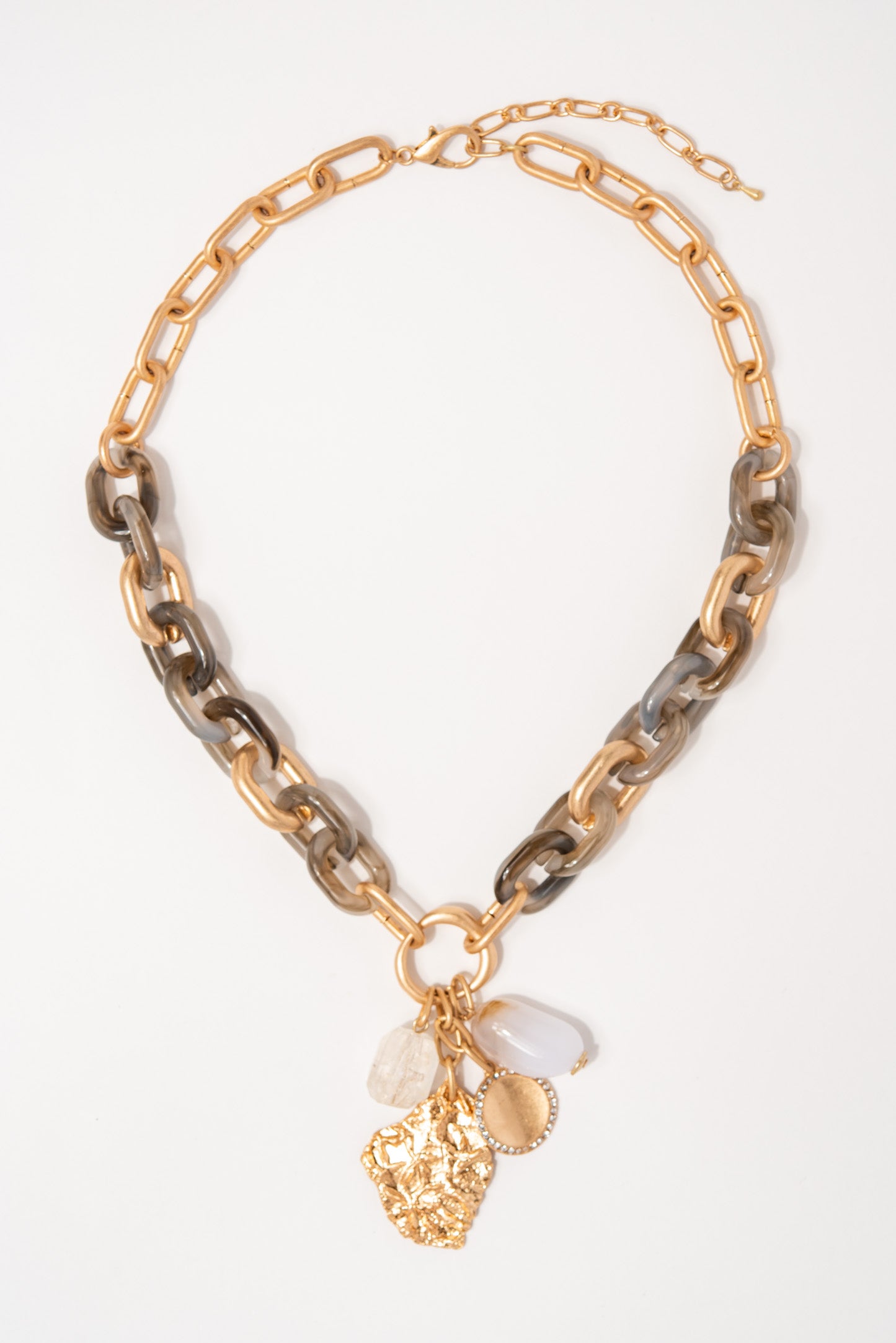 Lily Bohemian Multi Charm Paperclip Chain Necklace