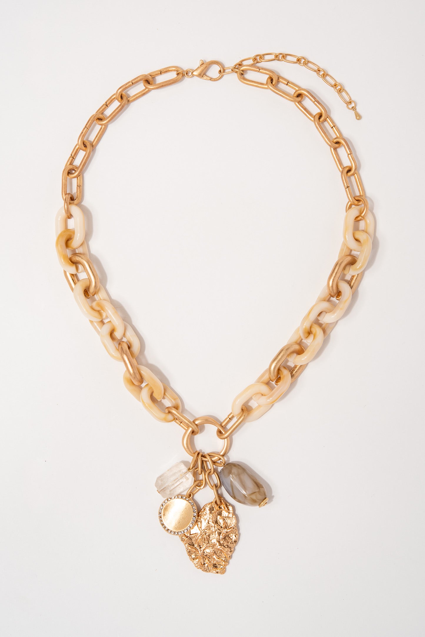 Lily Bohemian Multi Charm Paperclip Chain Necklace