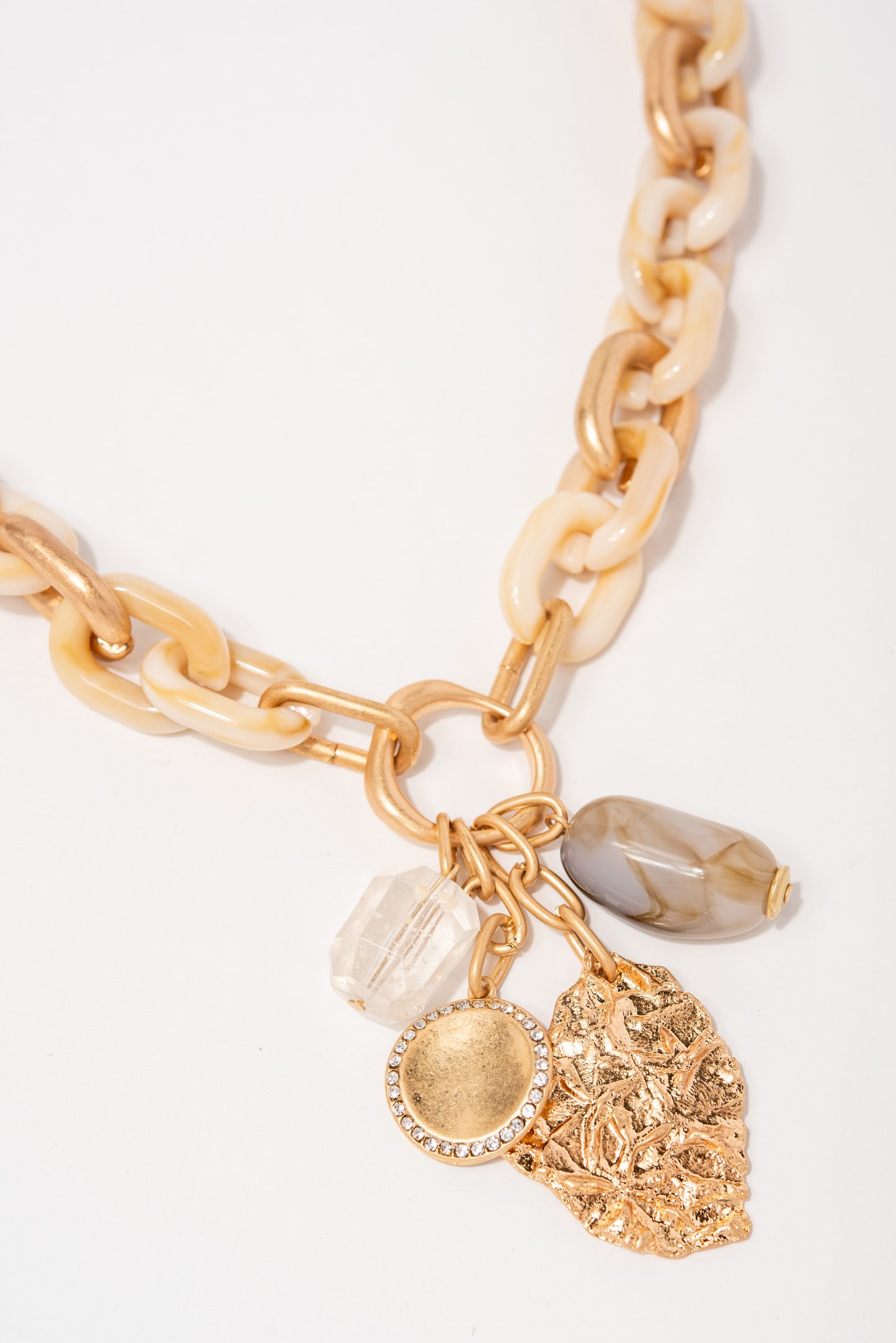 Lily Bohemian Multi Charm Paperclip Chain Necklace