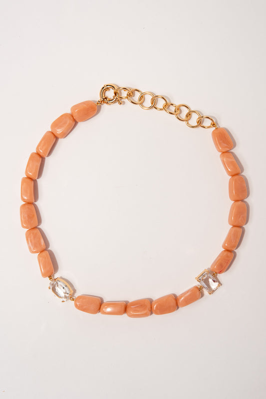 Naomi Organic Bead & Glass Necklace | Peach