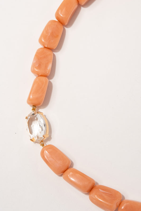 Naomi Organic Bead & Glass Necklace | Peach
