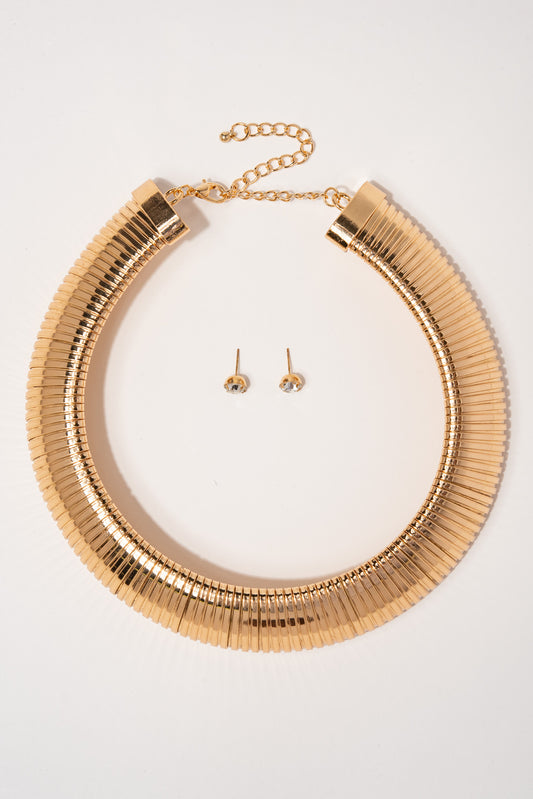 Stacy Bauble Bar Collar Necklace Earring Set | Gold