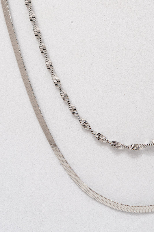 Celia Double Chain Necklace | Silver