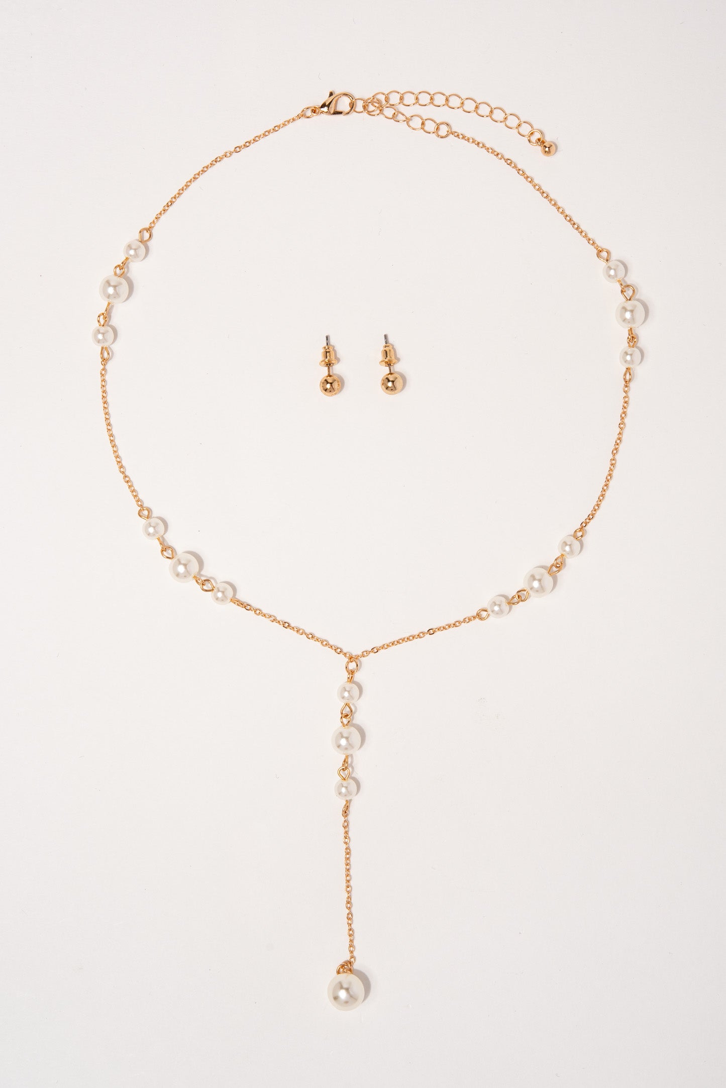 Crystal Y shaped Pearl Drop Necklace