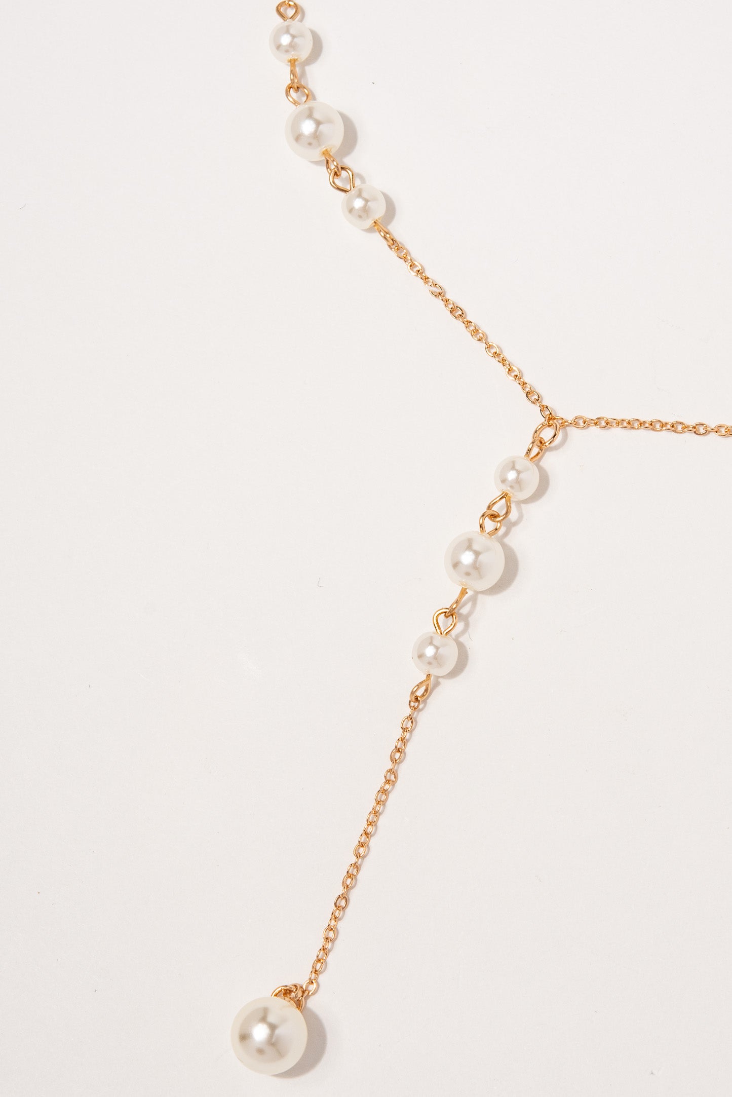 Crystal Y shaped Pearl Drop Necklace
