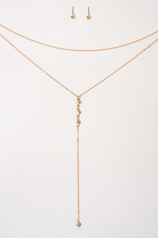 Ivy Lariat Chain Necklace Set | Gold