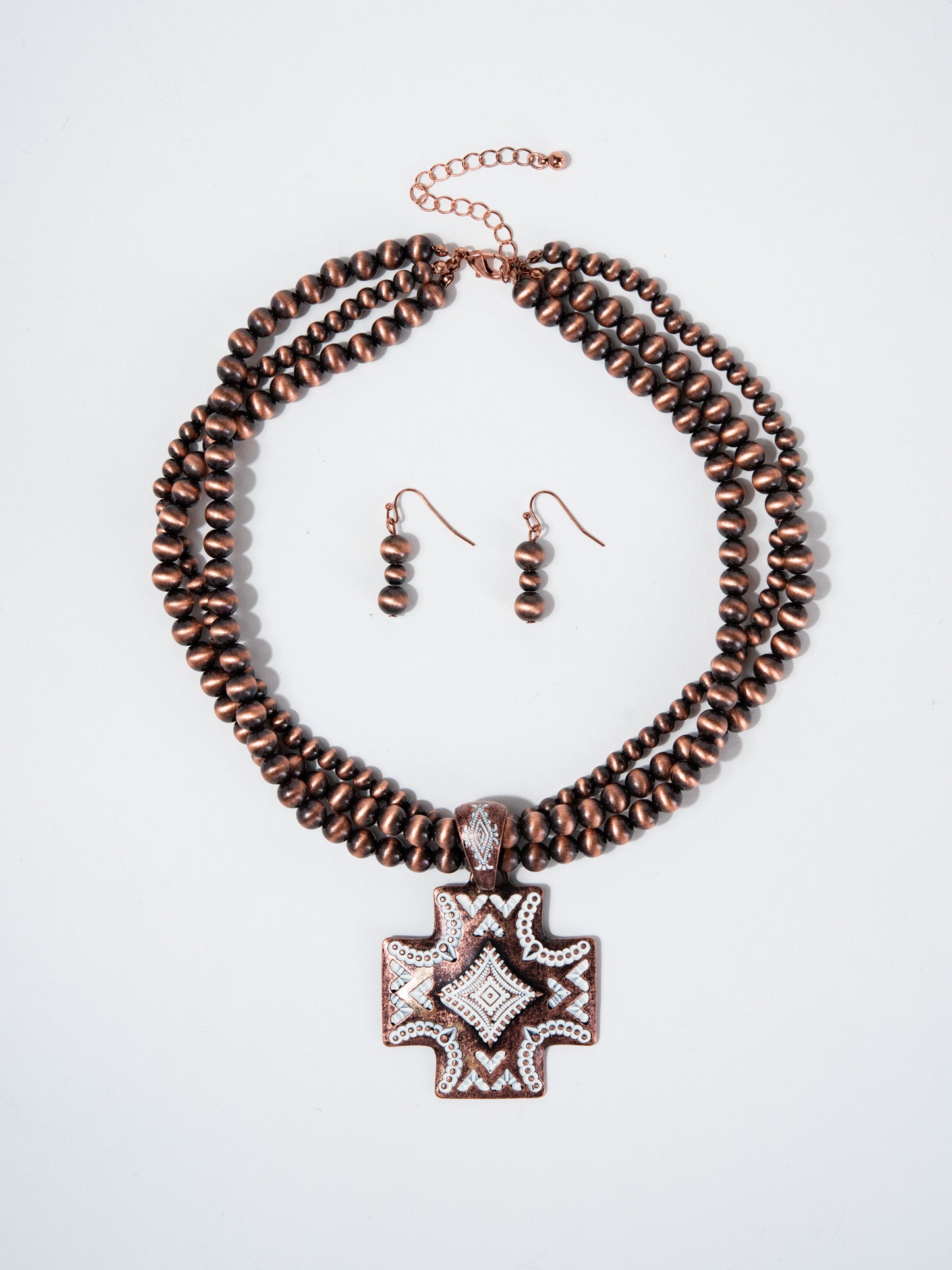 Orelia Western Navajo Pearl Aztec Necklace | Copper