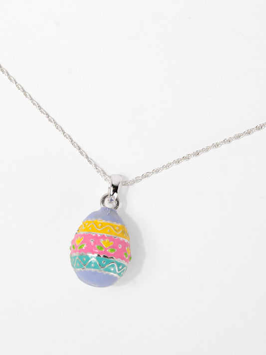 Isabella Easter Egg Pendant Chain Necklace | Silver