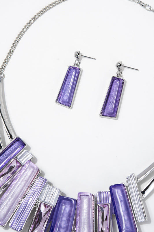Darcy Statement Stone Necklace Set | Purple