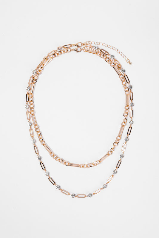 Dakota Metal Link Chain Pearl Necklace
