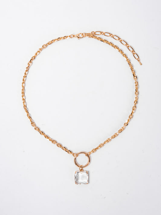 Ellie Chain Necklace with Stone Pendant | Pink