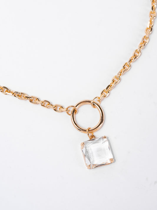 Ellie Chain Necklace with Stone Pendant | Pink