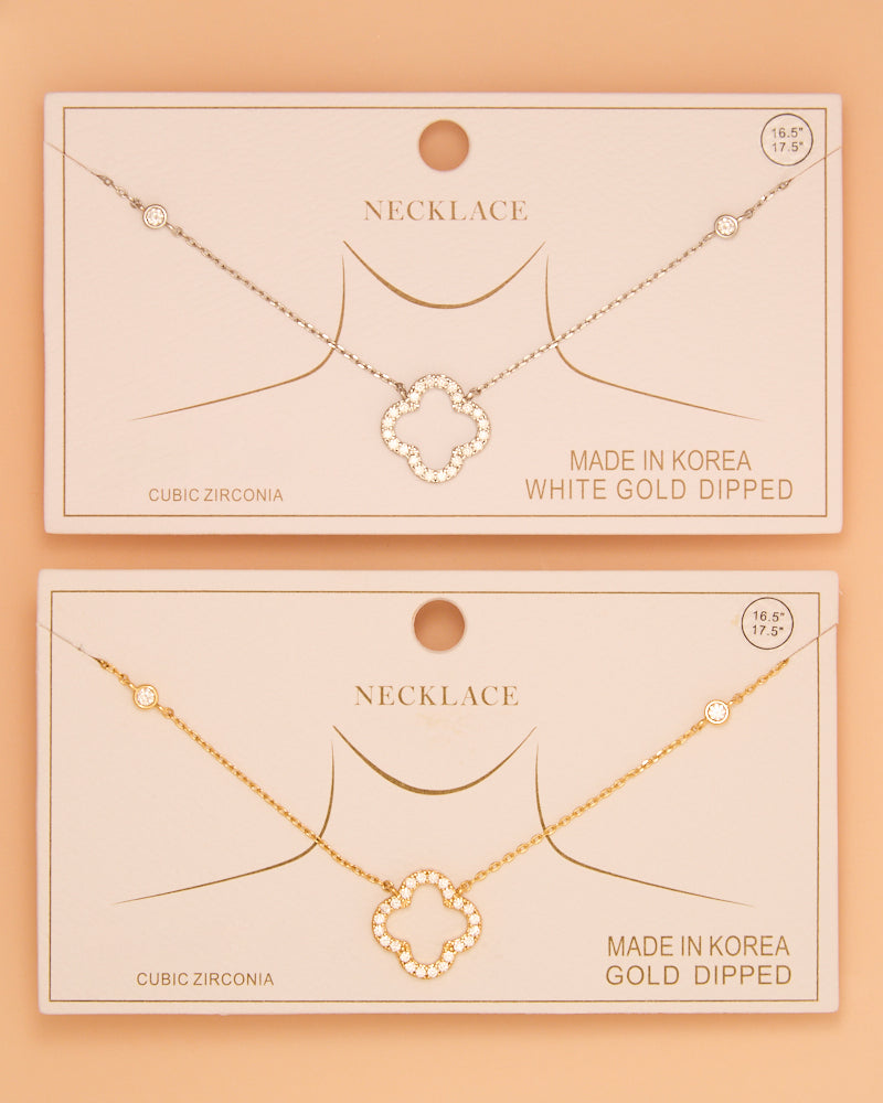 Kendal Cubic Zirconia Quatrefoil Clover Pendant Necklace