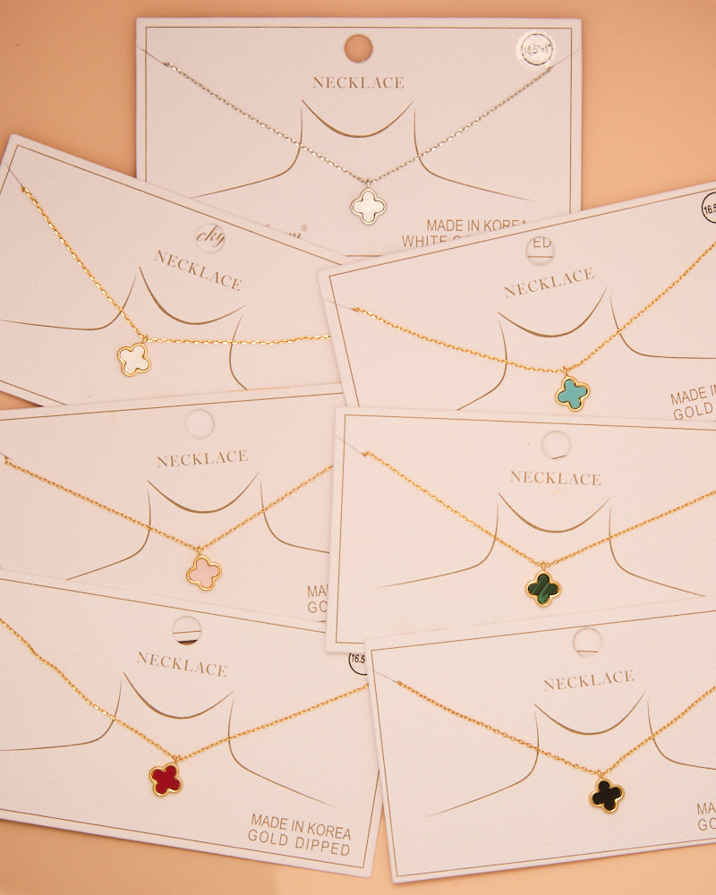 Kylie Epoxy Quatrefoil Clover Pendant Necklace