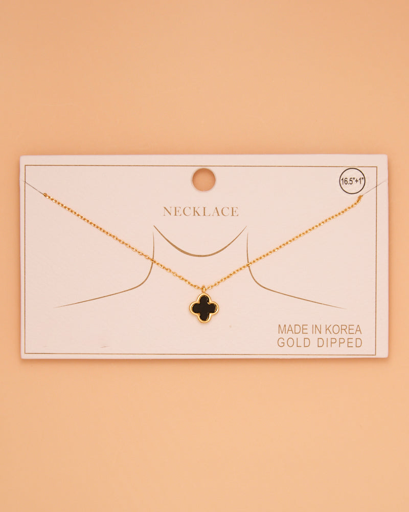 Kylie Epoxy Quatrefoil Clover Pendant Necklace