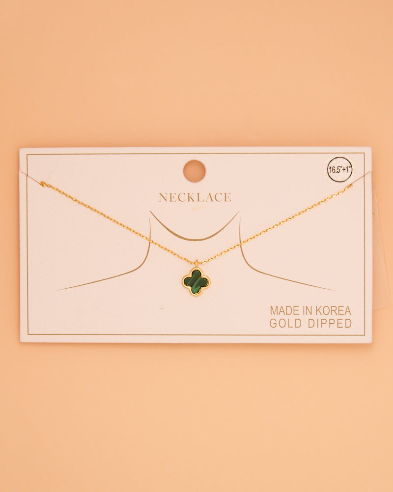 Kylie Epoxy Quatrefoil Clover Pendant Necklace