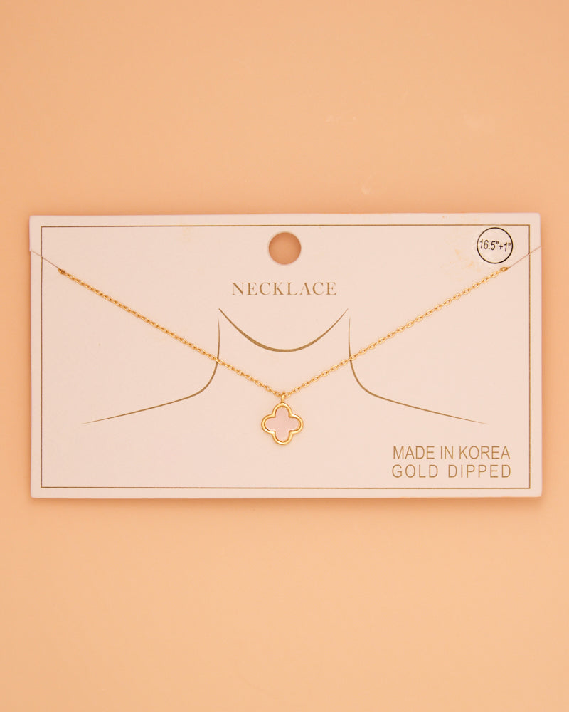 Kylie Epoxy Quatrefoil Clover Pendant Necklace