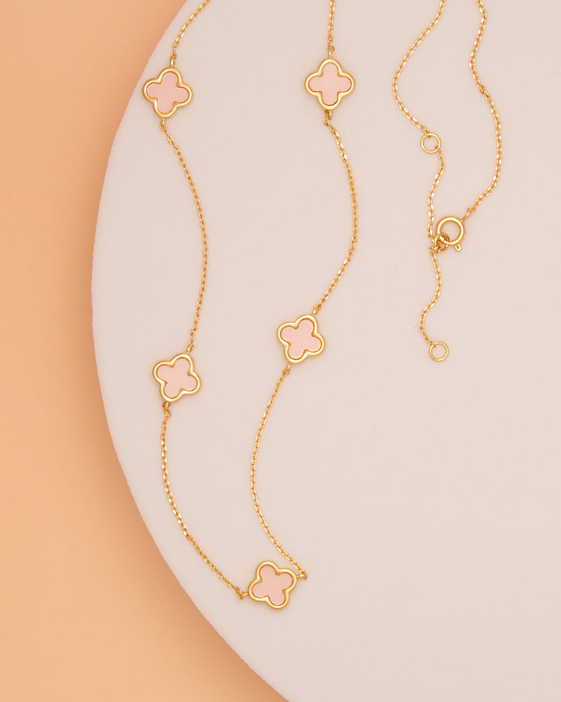 Alice Epoxy Quatrefoil Clover Station Necklace