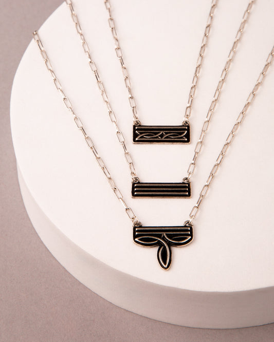Daphne 3pc Western Boot Stitch Pendant Necklace Set