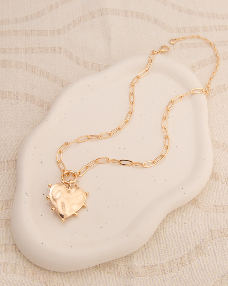 Mia Spiked Heart Pendant Necklace | Gold