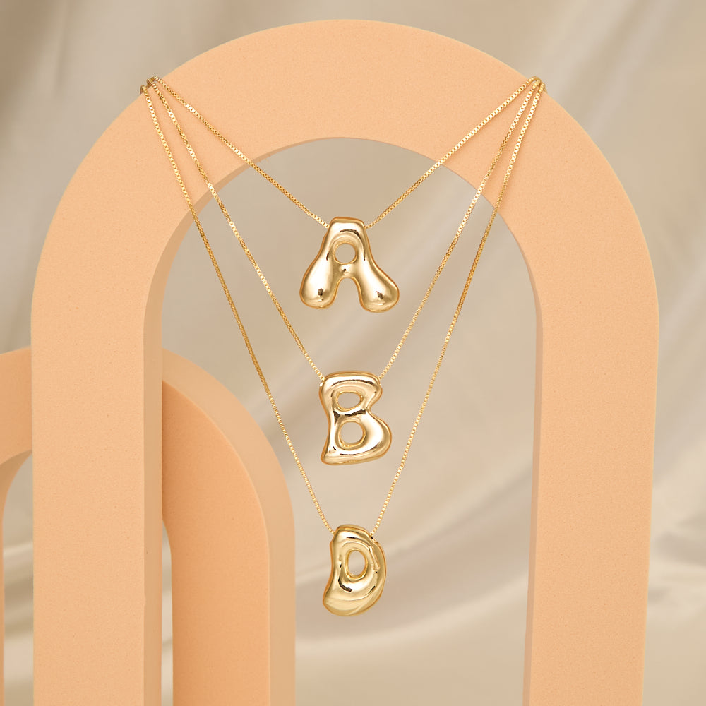 Denise 18k Gold Plated Bubble Letter Necklace