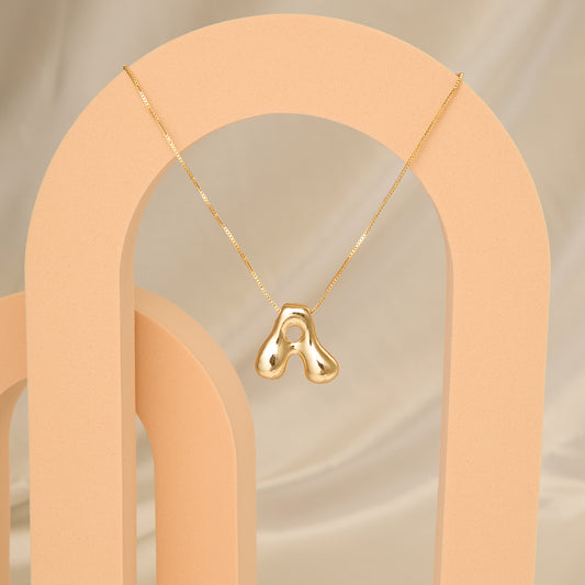 Denise 18k Gold Plated Bubble Letter Necklace | A Gold