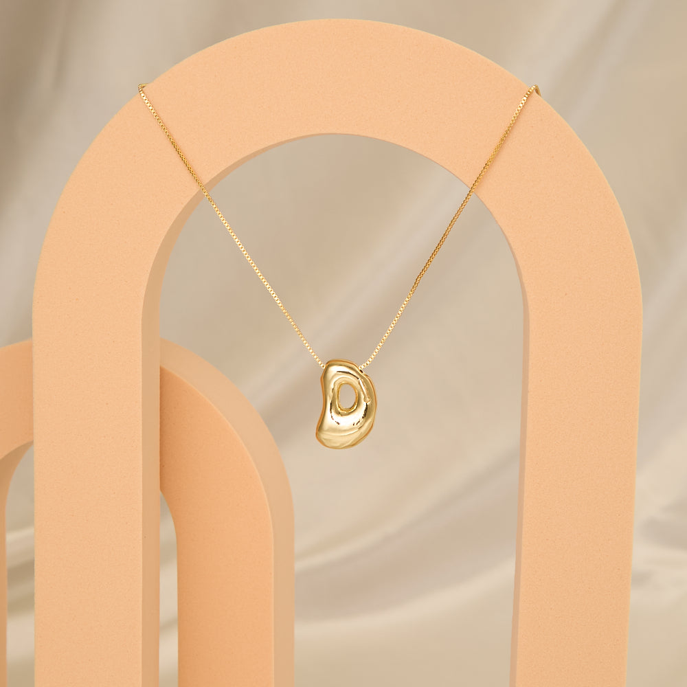 Denise 18k Gold Plated Bubble Letter Necklace | D Gold